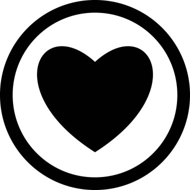 Kalp siyah renk simgesi daire veya vektör çizim yuvarlak