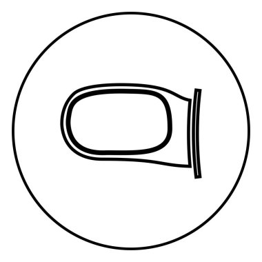 Yan ayna simgesi anahat daire siyah renk vektör çizim basit resim düz tarzı geri