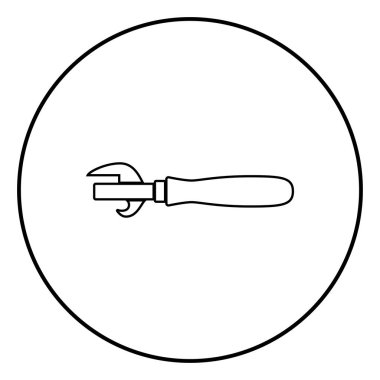 Retro açacağı veya retro Swiss knife simgesi anahat daire siyah renk vektör çizim basit resim düz tarzı