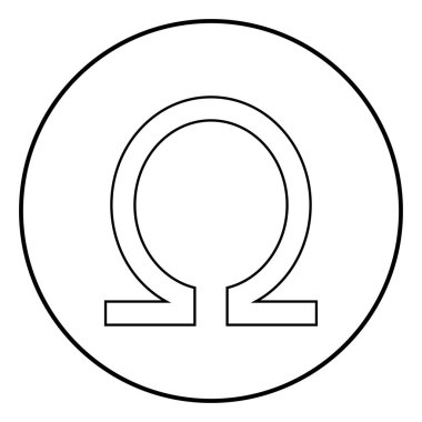 Sembol omega simgesini anahat daire siyah renk vektör çizim basit resim düz tarzı