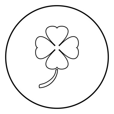 Yonca simgesi anahat daire siyah renk vektör çizim basit resim düz tarzı