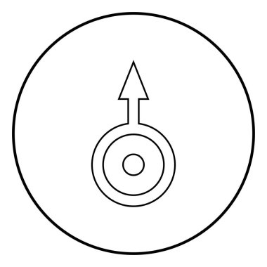 Uranüs simgesi anahat daire siyah renk vektör çizim basit resim düz tarzı sembolü