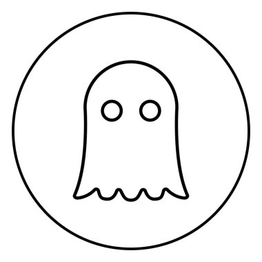 Hayalet simgesi anahat daire siyah renk vektör çizim basit resim düz tarzı
