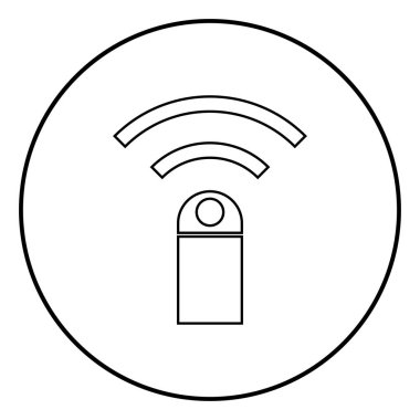 Uzaktan kumanda aygıt simgesini anahat daire siyah renk vektör çizim basit resim düz tarzı