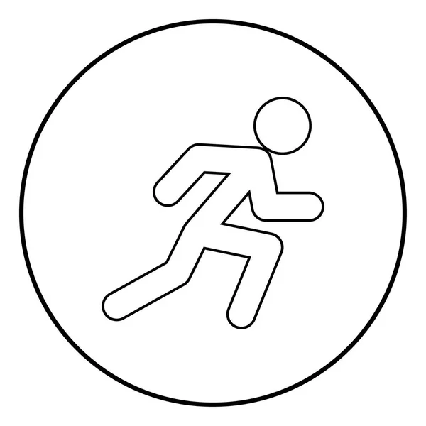 Laufen Mann Symbol Umriss Kreis Schwarze Farbe Vektor Illustration Einfaches — Stockvektor