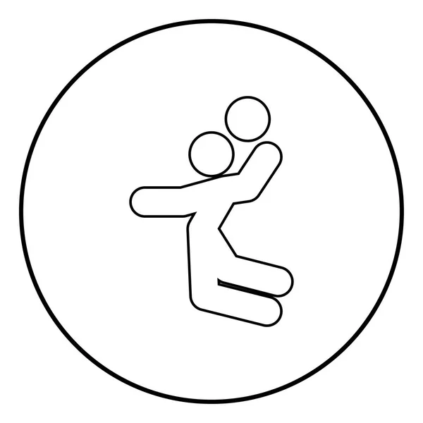 Volley Oder Basketballspieler Mit Einem Ball Stick Symbol Umriss Kreis — Stockvektor
