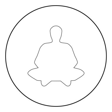 Meditasyon adam bu siyah renk simge daire veya yuvarlak