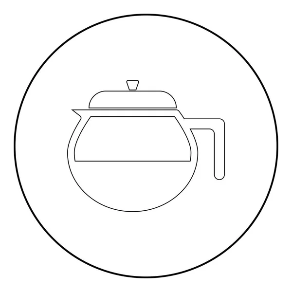 茶壶它是黑颜色图标在圈子或圆 — 图库矢量图片