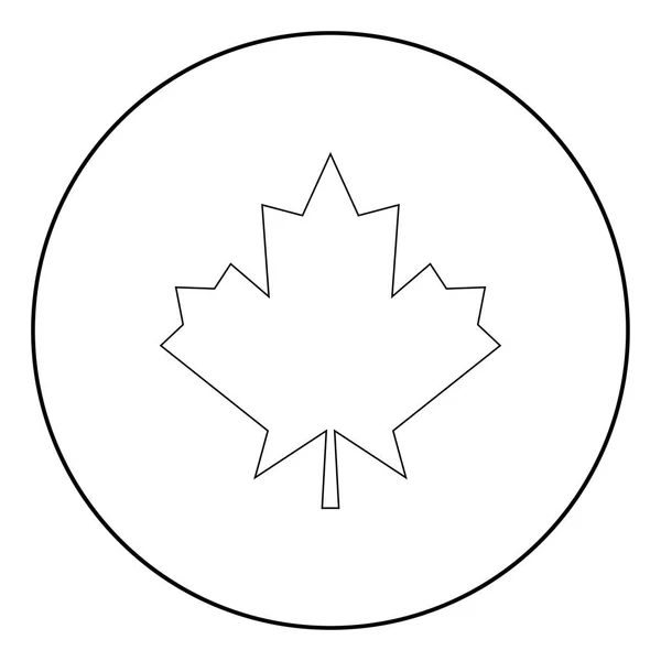 Maple Leaf Black Color Icon Circle — Stock Vector