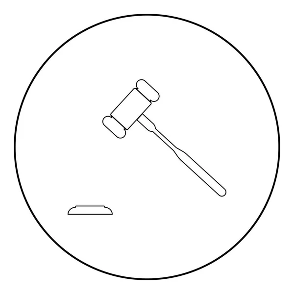 Судебный Молоток Черного Цвета Икона Круге Круглом — стоковый вектор