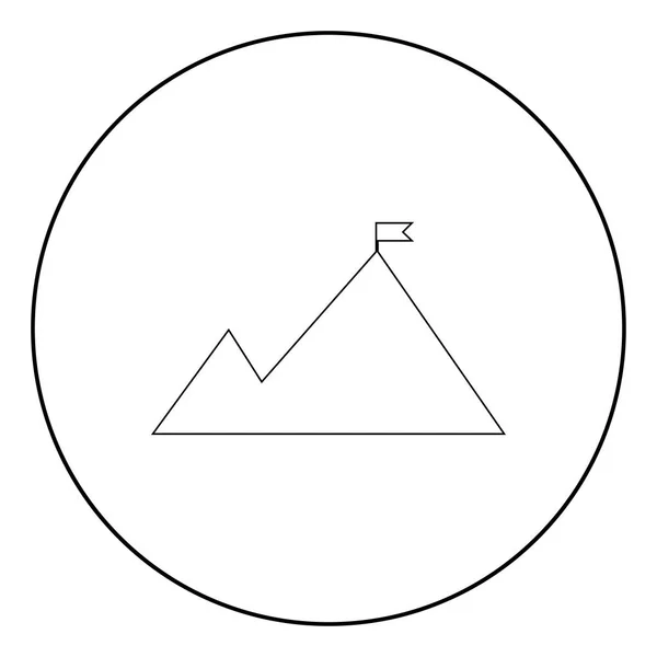 Βουνά Μια Σημαία Στην Κορυφή Είναι Εικονίδιο Μαύρο Χρώμα Κύκλο — Διανυσματικό Αρχείο