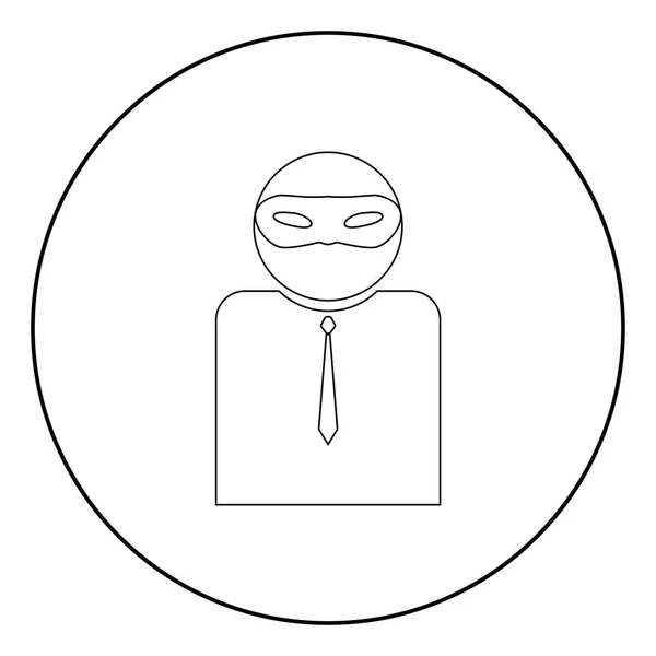 该名男子隐身在一个面具 它是黑色的图标在圆或圆 — 图库矢量图片