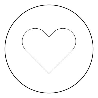 Kalp simgesi siyah daire şeklinde renk ya da vektör çizim yuvarlak