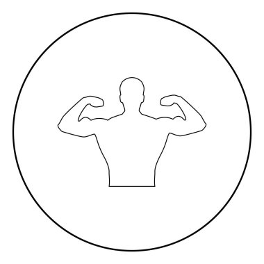 Vücut geliştirmeci simge siyah daire şeklinde renk ya da vektör çizim yuvarlak