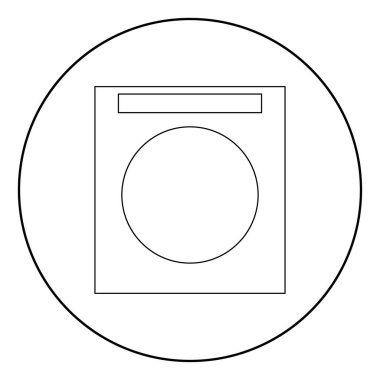 Çamaşır makinesi simge siyah daire şeklinde renk ya da vektör çizim yuvarlak