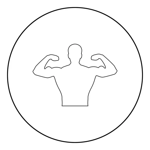 Bodybuilder Icon Black Color Circle Vector Illustration — Stock Vector