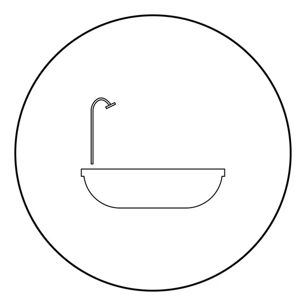 お風呂のアイコン黒円の色またはベクトル図をラウンド — ストックベクタ