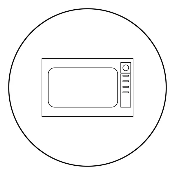 Mikrovågsugn Ikonen Svart Färg Cirkel Eller Runda Vektorillustration — Stock vektor