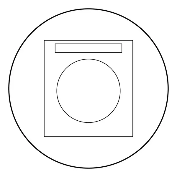 洗濯機アイコン ブラック サークルの色またはベクトル図をラウンド — ストックベクタ