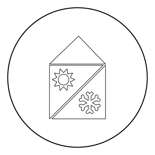 Das Symbol Für Das Kühl Und Heizsystem Hause Ist Schwarz — Stockvektor