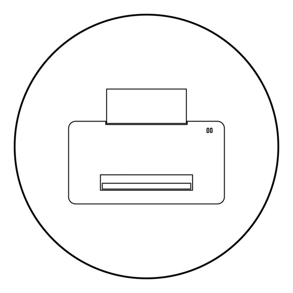 Черный Цвет Значка Принтера Круге Круглой Векторной Иллюстрации — стоковый вектор