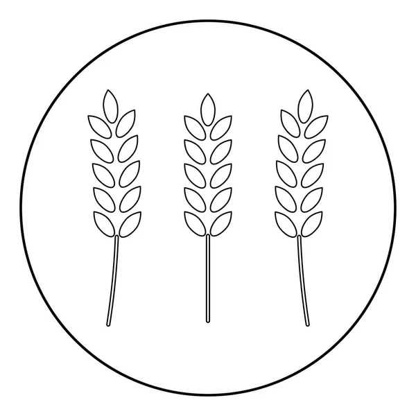 Wheat Icon Black Color Circle Vector Illustration — Stock Vector