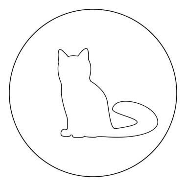 Kedi simge siyah daire şeklinde renk ya da vektör çizim yuvarlak