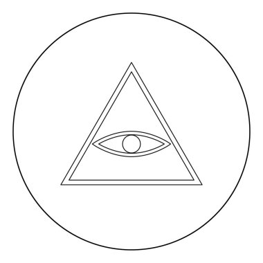 Renk tüm gören göz sembol simge siyah daire veya yuvarlak vektör çizim