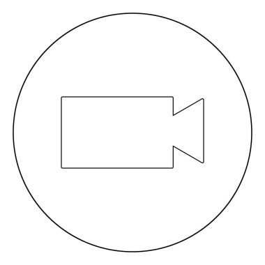 Video kamera simgesi siyah daire şeklinde renk ya da vektör çizim yuvarlak