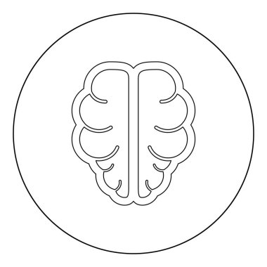 Beyin simge siyah daire şeklinde renk ya da vektör çizim yuvarlak