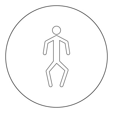 Çarpık bacaklar simge siyah bir adamla daire şeklinde renk ya da vektör çizim yuvarlak