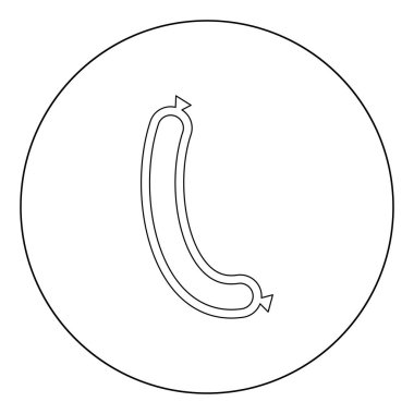 Sosis simge siyah daire şeklinde renk ya da vektör çizim yuvarlak