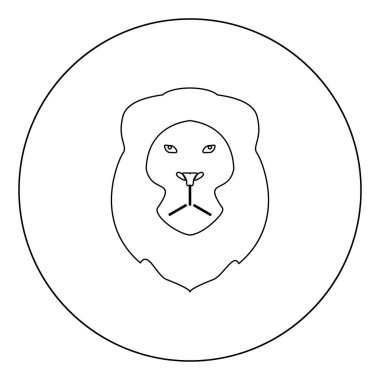 Aslan daire veya yuvarlak vektör çizim simgesi siyah rengi baş