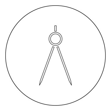 Çift of pergel simge siyah daire şeklinde renk ya da vektör çizim yuvarlak