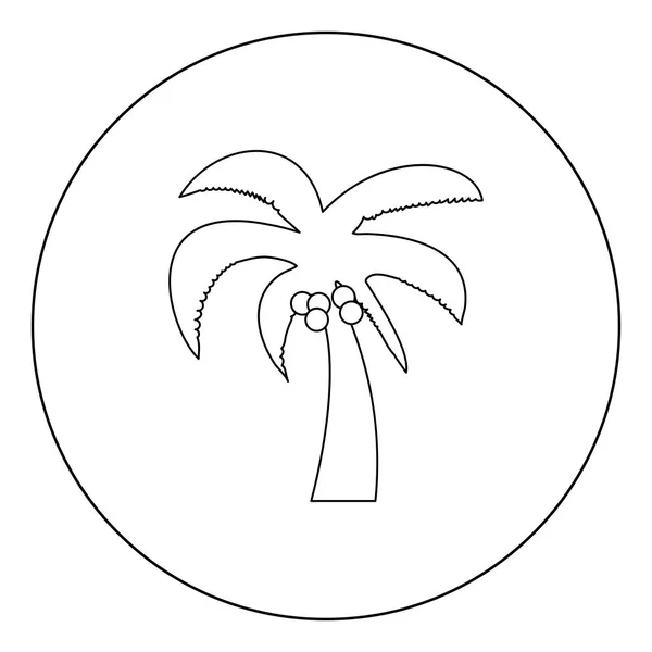 Icono Palma Color Negro Círculo Ilustración Vectorial Redonda — Vector de stock