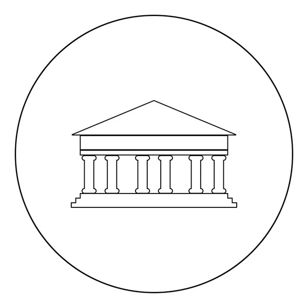 銀行の円またはラウンド ベクトル図で黒のアイコンの色を建物 — ストックベクタ