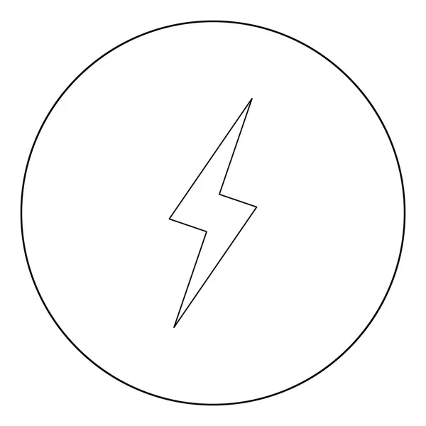 Lightning Icon Black Color Circle Vector Illustration — Stock Vector