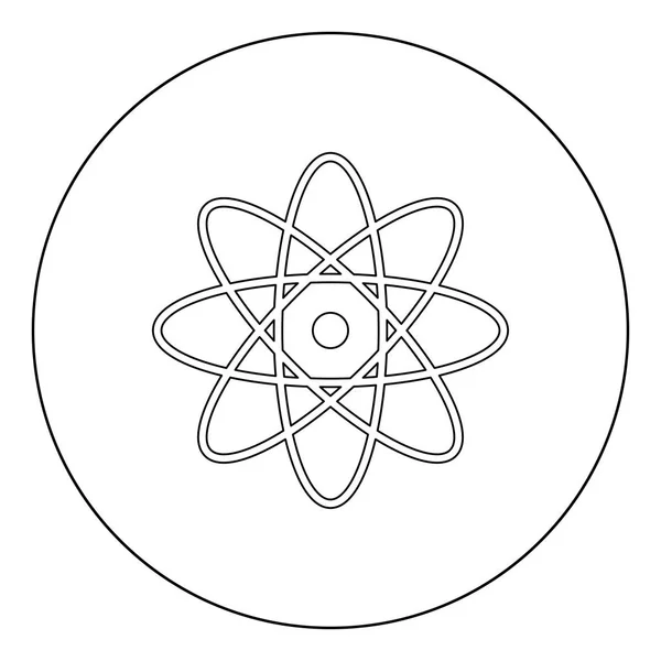 Atom Εικονίδιο Μαύρο Χρώμα Κύκλο Γύρο Εικονογράφηση Διάνυσμα — Διανυσματικό Αρχείο