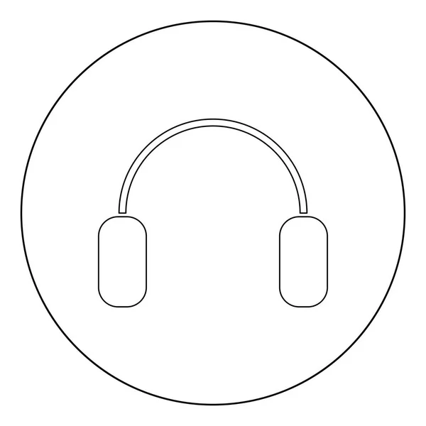 Icono Auriculares Color Negro Círculo Ilustración Vectorial Redonda — Archivo Imágenes Vectoriales