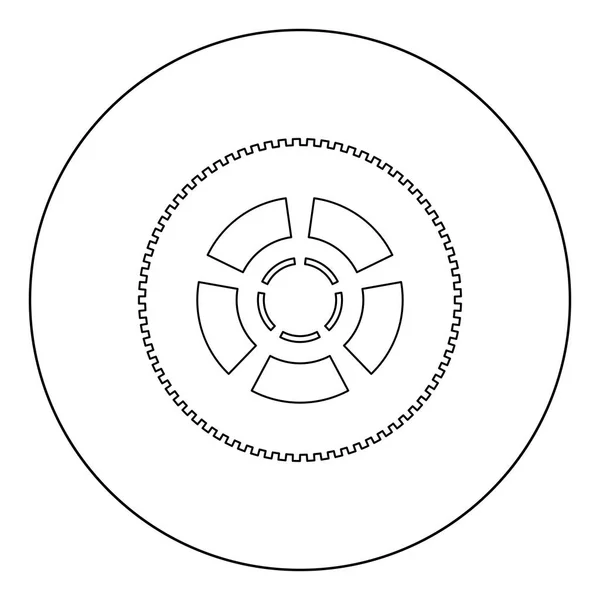 車ホイール アイコン黒円の色またはベクトル図をラウンド — ストックベクタ