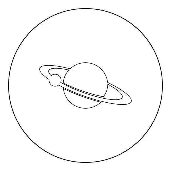 Planet Mit Satellit Auf Dem Ringsymbol Schwarze Farbe Kreis Oder — Stockvektor