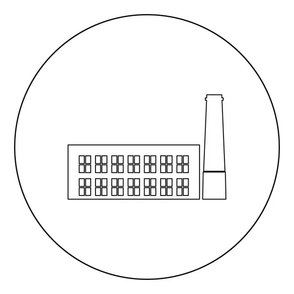 Industrieel Gebouw Fabriek Pictogram Zwarte Kleur Cirkel Ronde Vectorillustratie — Stockvector