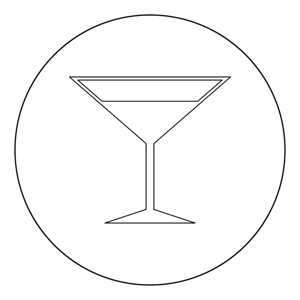 Martini Glas Icoon Zwarte Kleur Cirkel Ronde Vector Illustratie — Stockvector