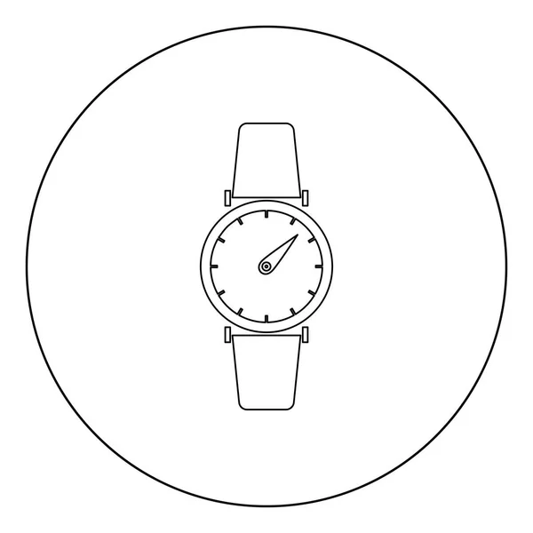 Icono Reloj Mano Color Negro Círculo Ilustración Vectorial Redonda — Archivo Imágenes Vectoriales