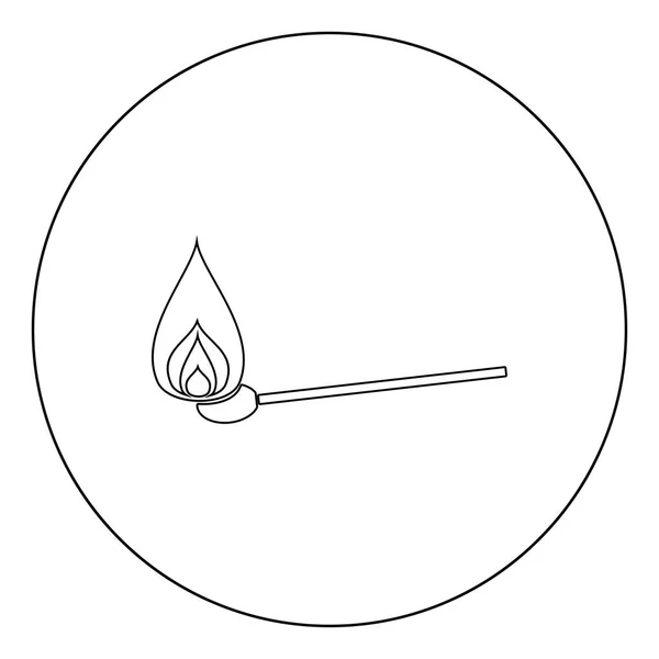 Burning Match Icono Color Negro Círculo Ilustración Vectorial Redonda — Vector de stock