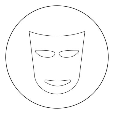 Tiyatro maskesi simgesi siyah renk daire vektör çizim