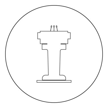 Kürsü ile üç mikrofon simgenin siyah renk daire vektör çizim