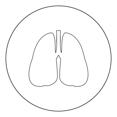 Akciğerler simge siyah renk daire vektör çizim