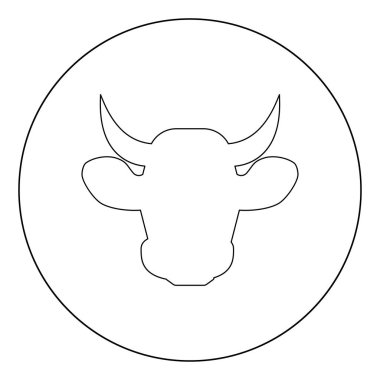 İnek baş simge siyah renkli daire vektör çizim