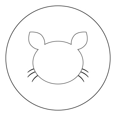 Kedi baş simge siyah renk daire vektör çizim